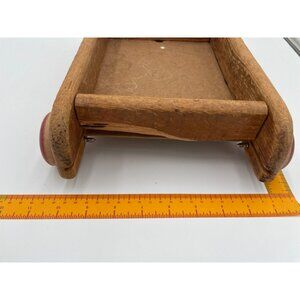 Vintage Playskool Wooden Toy Cart With Red Wheels & Yellow Accents AS IS